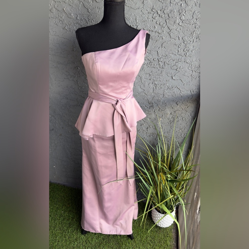 Mori Lee Mauve One-Shoulder Dress